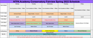NTPA Academy fairview Spring 2022 Schedule