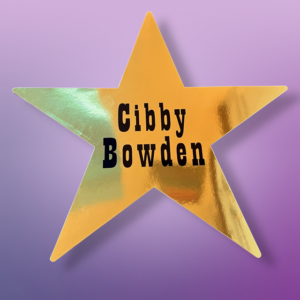 Personalized gold star with Cibby Bowden in black font